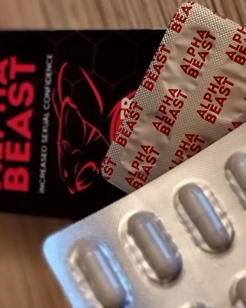 Caixa de Alpha Beast e blister de cápsulas