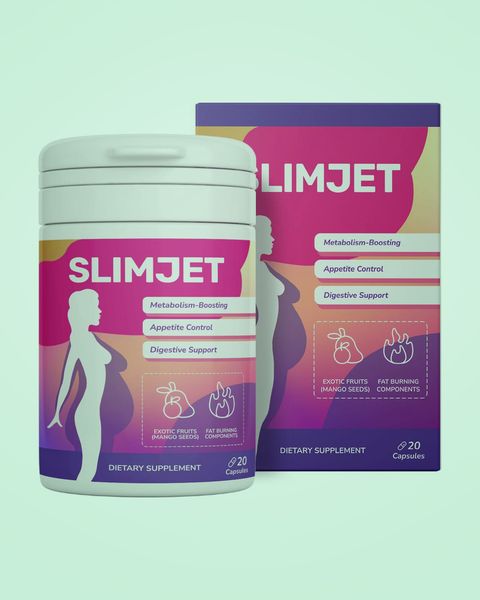 Frasco e caixa cor-de-rosa de SlimJet
